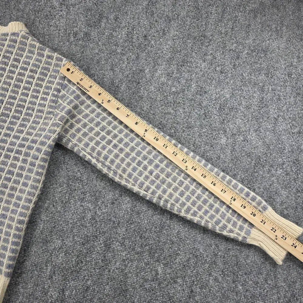 Vintage LL Bean Sweater Womens Small Blue Check Wool Button Cardigan Knit USA - Picture 8 of 13